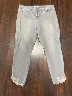 Sam Edelman Pale Gray Frayed Hem Cropped Jeans